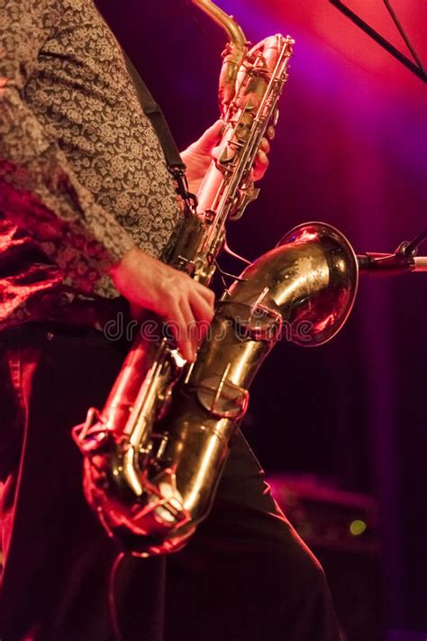 Saxophone Player Live Concert On Stage Stock Image Image Of