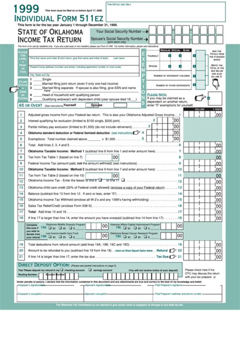 Printable Oklahoma State Income Tax Forms Printable Forms Free Online