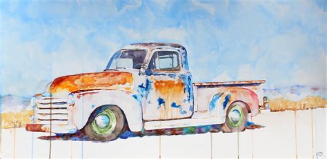 Watercolor Art Print Timeworn Vintage Chevy Pickup Truck Etsy