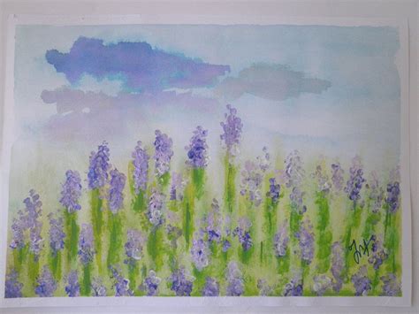 Watercolor Lavender Fields Watercolor Painting Art Pen And Wash