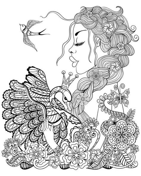 Aesthetic Girl And Swan Coloring Page Download Print Or Color Online