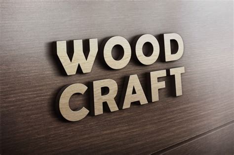 Woodcraft Logo Mockup With 3d Effect Templatefor