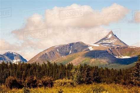 View Of Mountain Peak And Forest Ural Mountains Russia Stock Photo