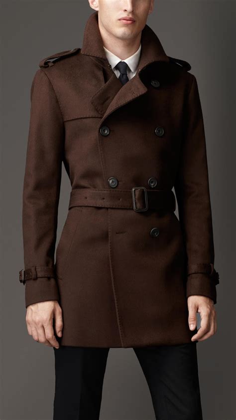 Lyst Burberry Midlength Wool Cashmere Trench Coat In Brown For Men