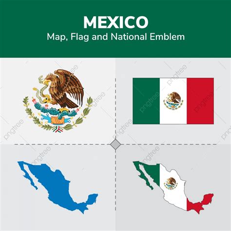 Mapa De Mexico Con La Bandera De Mexico Y El Escudo De Mexico Para Images