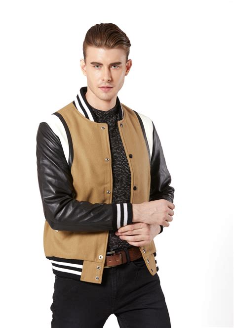 Classic Varsity Jacket With Leather Sleeves Leather Sleeve Jackets