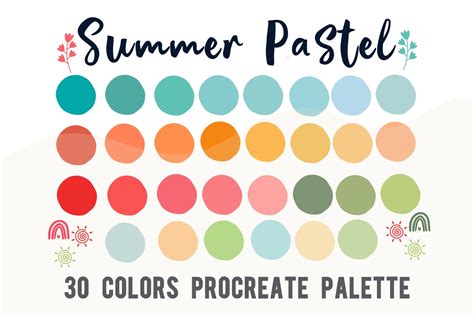 Summer Pastel Color Palette Set For Procreate Ipad Digital Etsy Uk