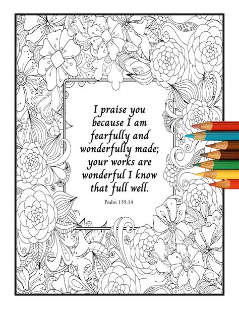 Printable Bible Verse Coloring Psalm 13914 Scripture Etsy