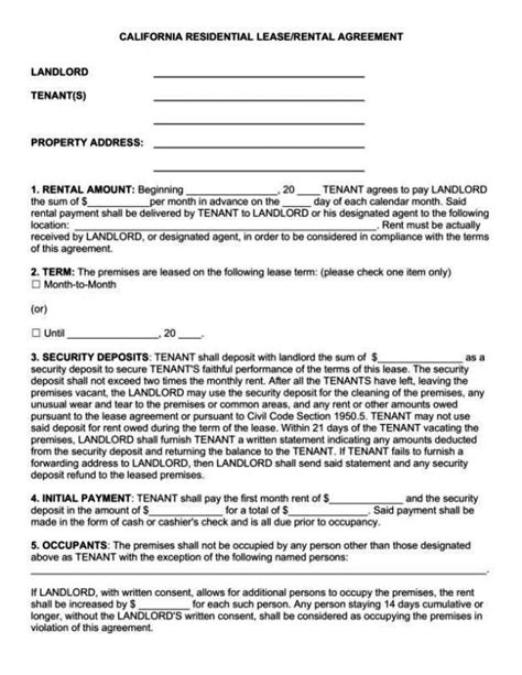 california rental agreement template sampletemplatess