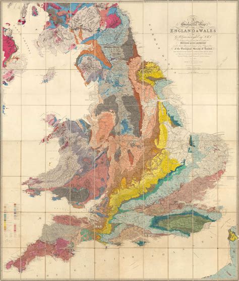 A Physical And Geological Map Of England And Wales By George Bellas
