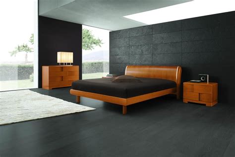 Trendy Italian Cherry Wooden Bed Contemporary
