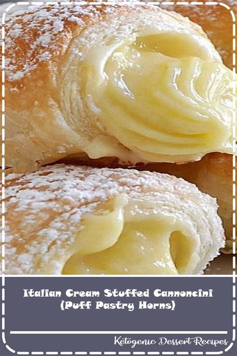Coat them in the sugar, avoiding the part where the strip of dough meets. Italian Cream Stuffed Cannoncini (Puff Pastry Horns ...