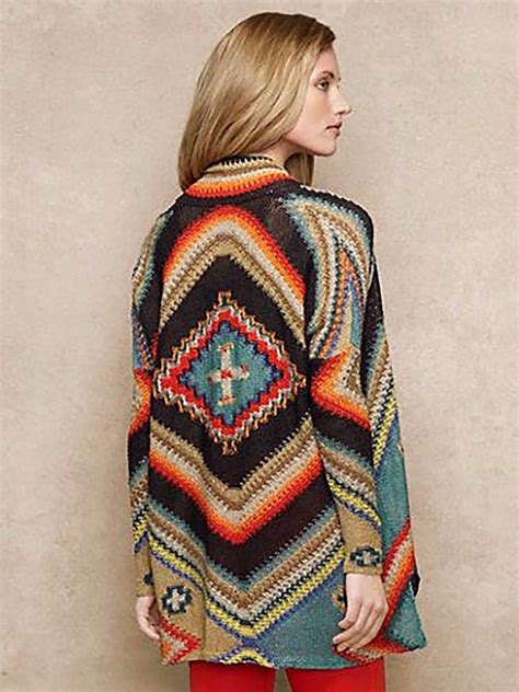 Ralph Lauren Women Southwestern Indian Aztec Bohemian Knit Sweater