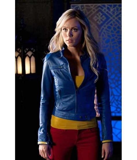 Laura Vandervoort Smallville Supergirl Kara Blue Leather Jacket Laura