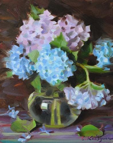 Daily Paintworks Hydrangea In Vase Original Fine Art For Sale