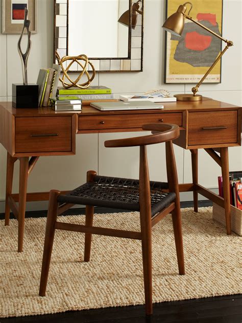 west elm Mid-Century Desk, Acorn | Mid century desk, Mid century modern desk, Mid century office ...