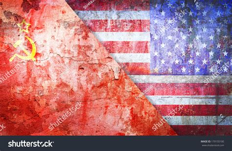 Soviet Union Confrontation United States America Concept Cold War Flag