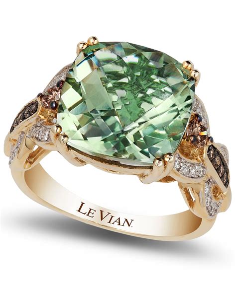 Le Vian Green Amethyst 6 Ct Tw And Diamond 13 Ct Tw Ring In
