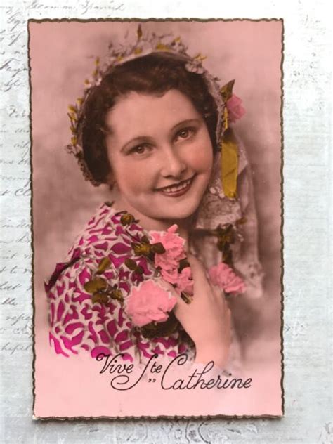 Beautiful Lady Name Catherine French Fashion Original Vintage Postcard