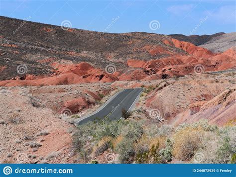 The Colorful Road Through Lake Mead Recreation Area Nevada Stock Image