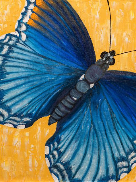 Blue Morpho Butterfly Large Wall Art Original Oil Painting On Etsy