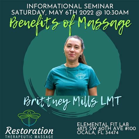 Restoration Massage Therapy Seminar Elemental Fit Lab Ocala 6 May 2023