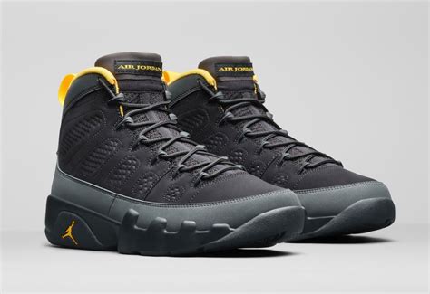 Contrasting black covers the tongue, laces, and swoosh insignias, while a white midsole rounds out the overall look of. Air Jordan 9 University Gold CT8019-070 2021 Release Date ...