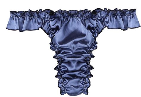 Iefiel Mens Soft Satin Polka Dot Ruffled Extra Frilly Thong Sissy Underwear Tan Ebay