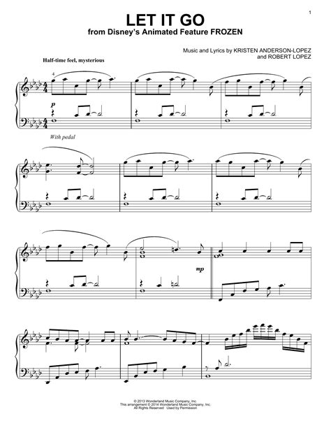 Let It Go From Frozen Piano Solo Print Sheet Music Now