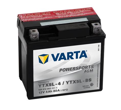 504 012 003 Varta Powersports Agm Motorcycle Battery