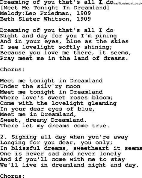 Old American Song Lyrics For Dreaming Of You Thats All I Do With Pdf