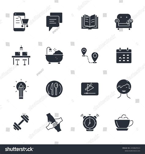 Daily Life Icons Set Daily Life Stock Vector Royalty Free 2150625513