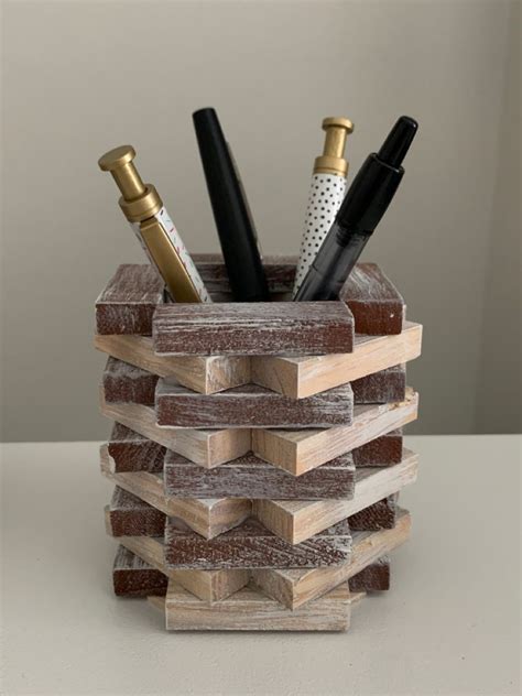 Wood Block Crafts Wooden Crafts Jenga Diy Wood Pencil Holder Jenga