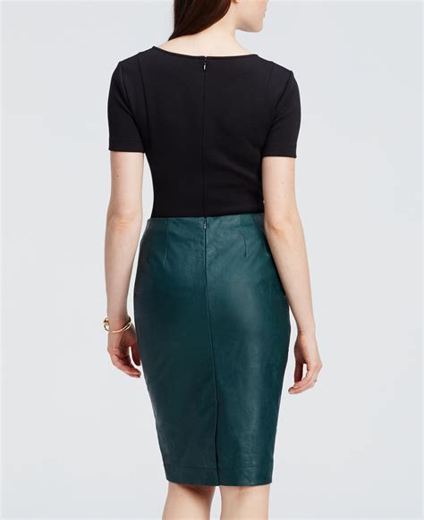 Ann Taylor Faux Leather Pencil Skirt In Green Lyst