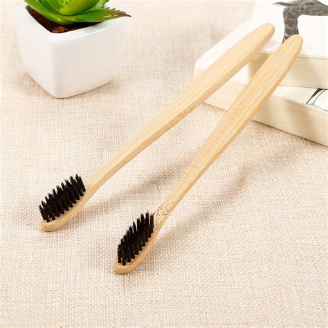 1PC naturel bambou poignée Portable brosse à dents blanchissant doux