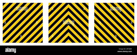 Set Warning Striped Rectangular Background Yellow And Black Stripes On