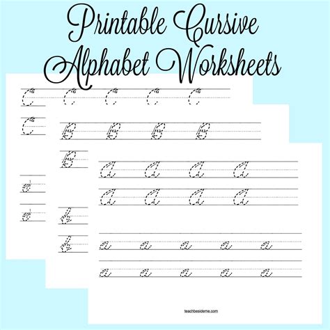 Alphabet Printable Cursive Writing Practice Sheets
