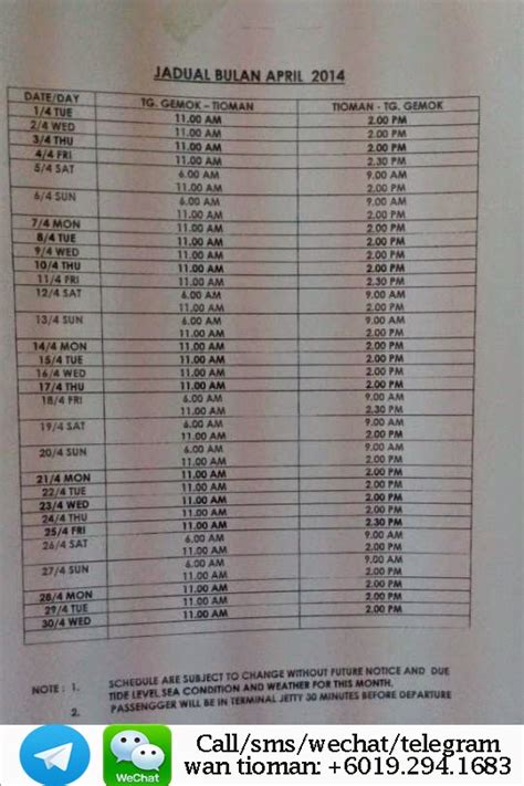 Kapal feri penghubung pulau pinang dengan semenanjung malaysi. Jadual Perjalanan Feri Bulan April 2014 (Mersing-Tioman ...