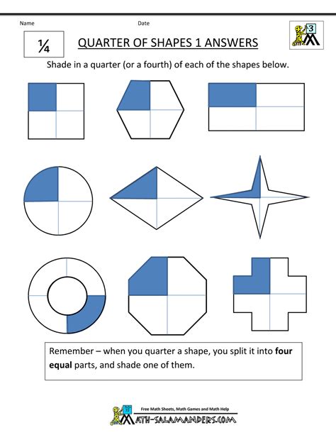 Fraction Shapes 2 Werty Fractions Worksheets Shape Shaded Fractions