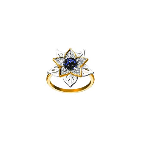 Blue Bloom Ring With Hallmark Certification Pearlkraft Unique