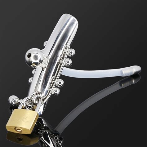 Female Stainless Steel Chastity Lock With Urethral Catheter Labia And