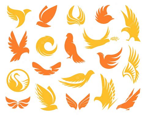 Premium Vector Isolated Abstract Yellow And Orange Color Birds