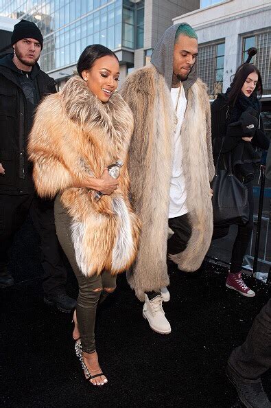 Pauseorskip Chris Brown And Karrueche Tran In Chunky Fur Coat At Nyfw
