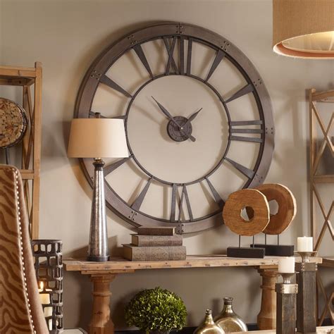 Shane Industrial Loft Silhouette Rustic Bronze Wall Clock Kathy Kuo Home
