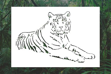 Resting Tiger Reusable Stencil Many Sizes Etsy