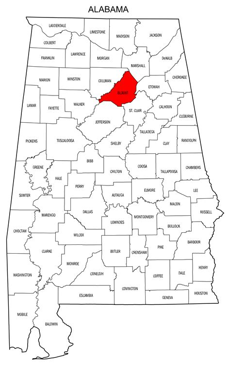 Alabama County Map Printable State Map With County Lines Diy