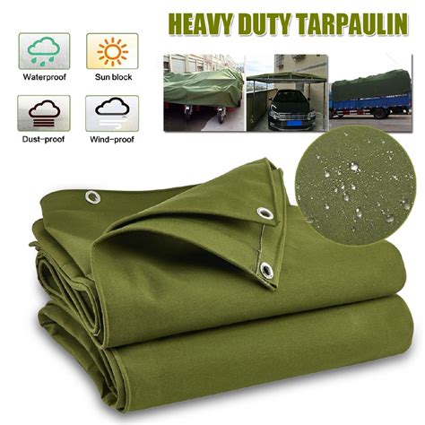 Army Green Heavy Duty Canvas Tarp Tarpaulin Sun Rain Car Dustproof