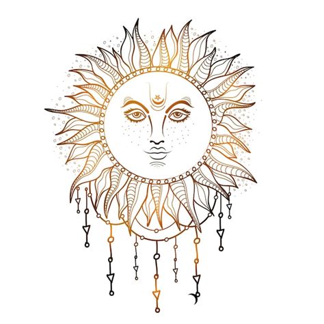 Boho Sun Tattoo Vectors And Illustrations For Free Download Freepik