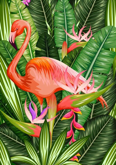 Tropical Flamingos Background Flamingo Art Tropical Background