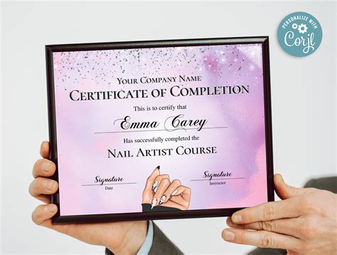 Certificate Of Completion Nail Technician Certificate Nail Salon